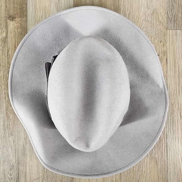 Miss Biermer Gray Felt Wide Brim Fedora Hat With Ribbon Bow Women's Accessory‎ - Picture 6 of 8
